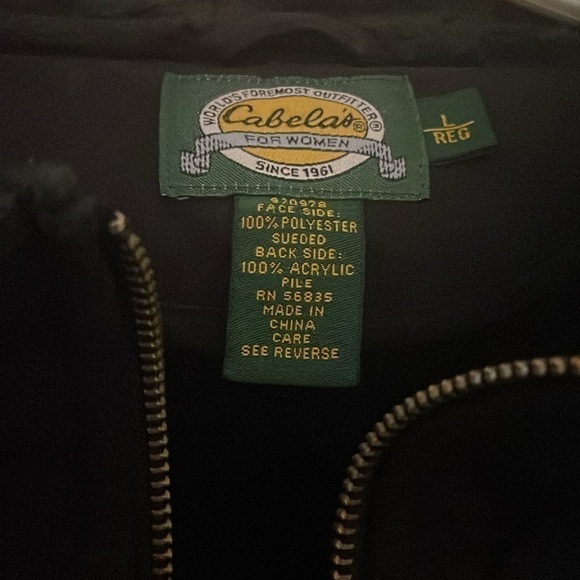 Cabela’s  Black Soft Faux Suede full zip pile Sherpa  lining  Coat in Large - Picture 3 of 10